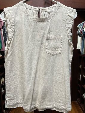 Caslon XS Sleeveless Linen-Blend Popover Top in Light Oat